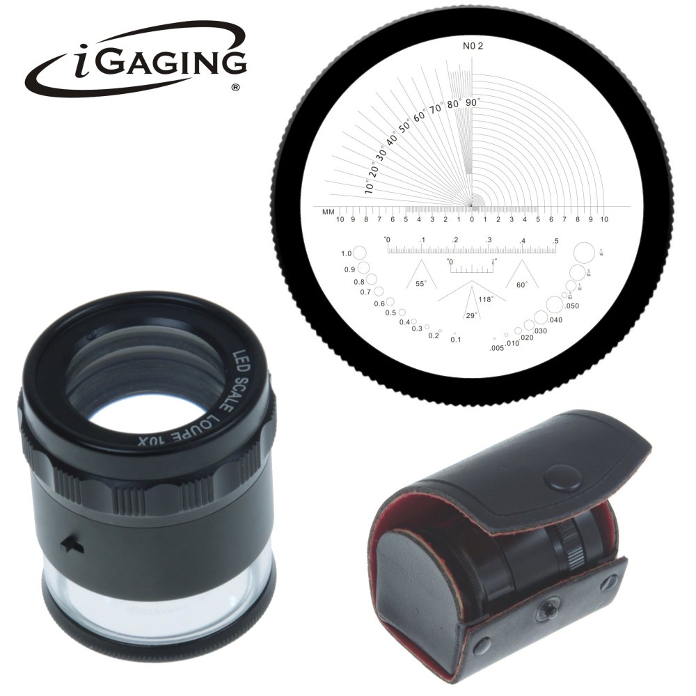 Stand Measuring Magnifier Loupe 10X w/Scale LED Li